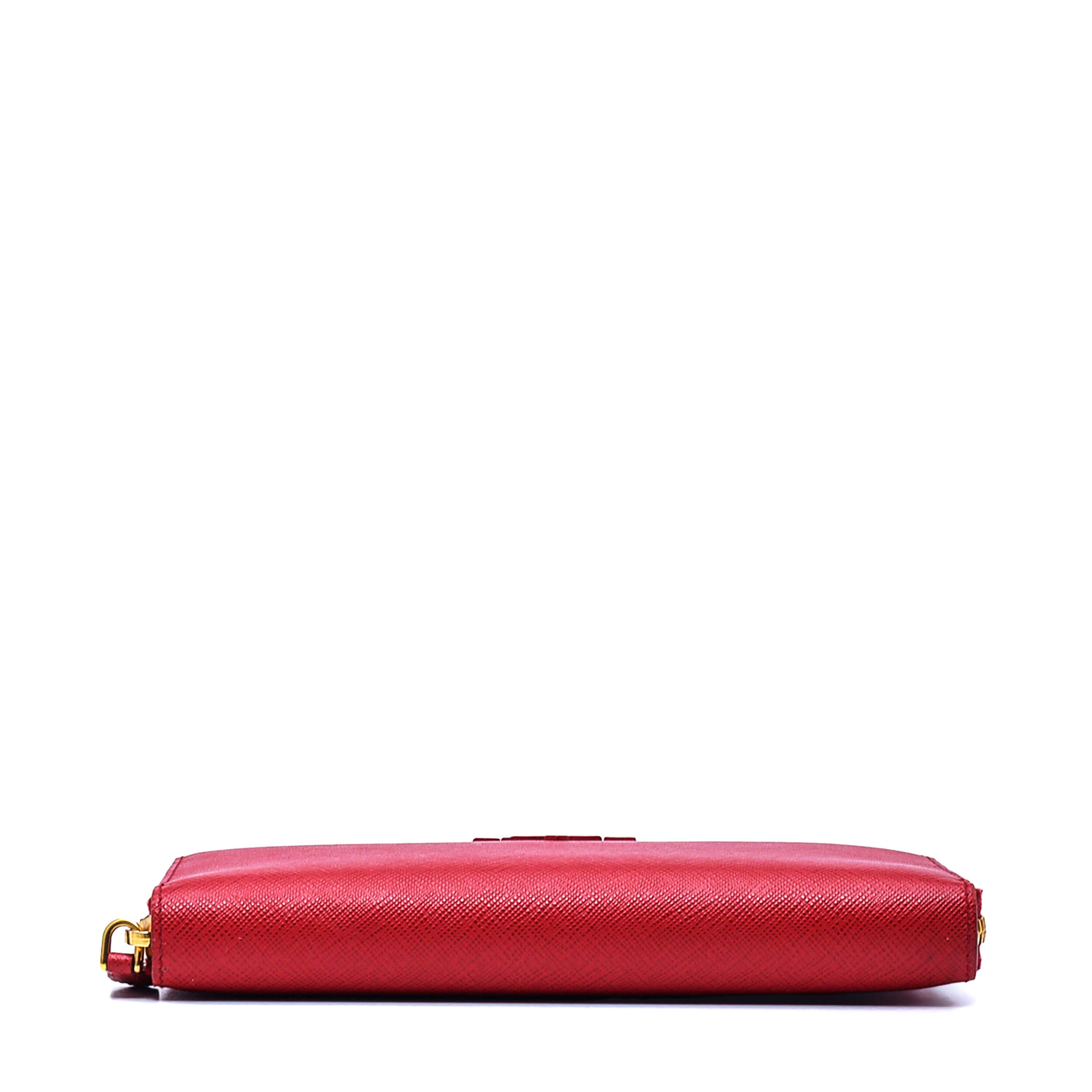 Prada - Red Saffiano Leather Zip Wallet